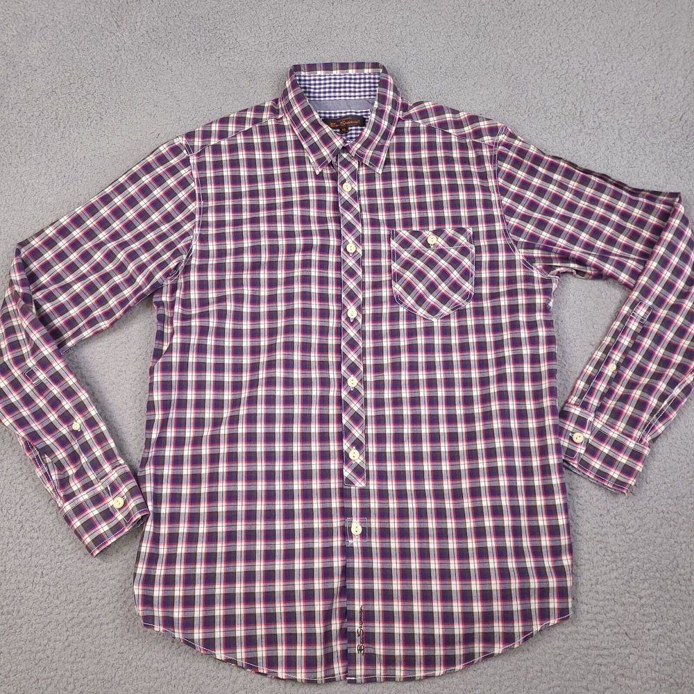 Ben‎ Sherman Shirt Mens XL Plaid Long Sleeve Button Down Multicolor Preppy